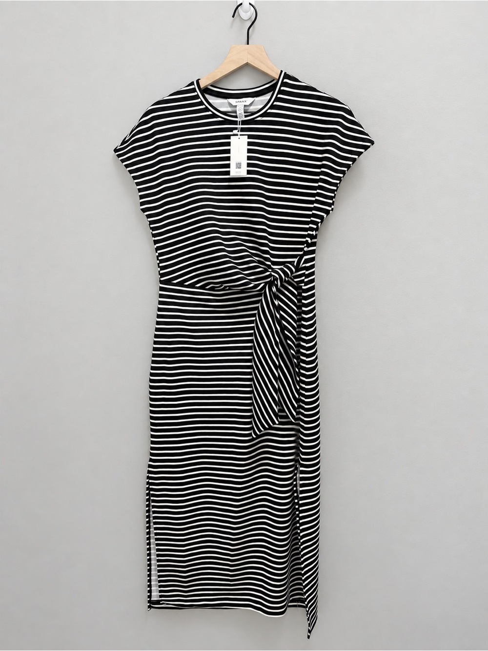 NWT SPANX AirEssentials Tie-Waist Maxi Dress Black Stripe M